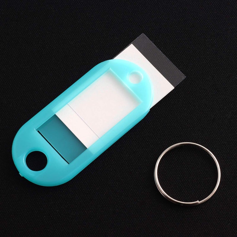 Lind Kitchen 40pcs Lake Blue Key Ring Label Tags Plastic Keys Holder and Identifier Name Number Address Information Label Card for Keys ID 5x2.2cm - Image 5